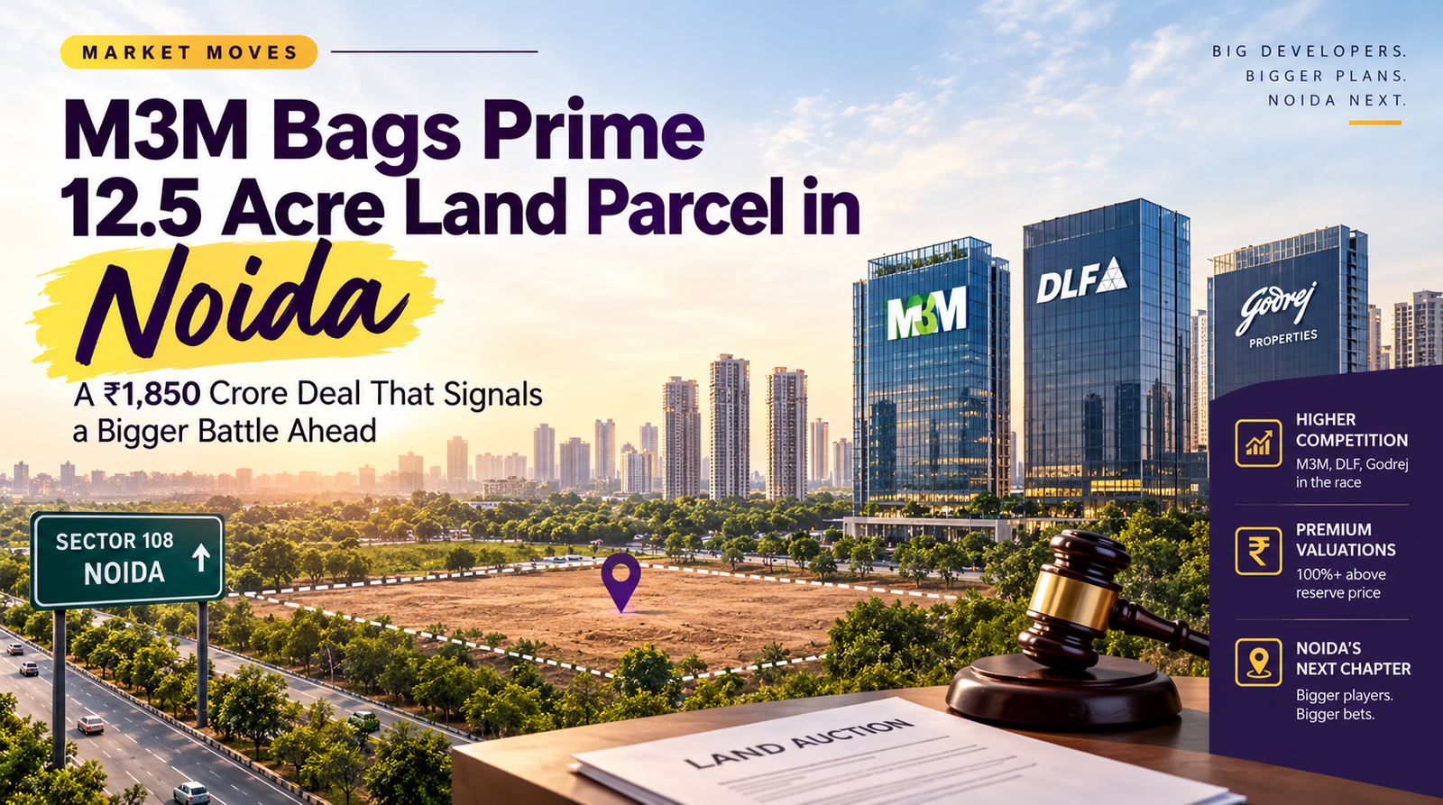Noida Land Auction: M3M Secures Prime Plot as Major Developers Compete