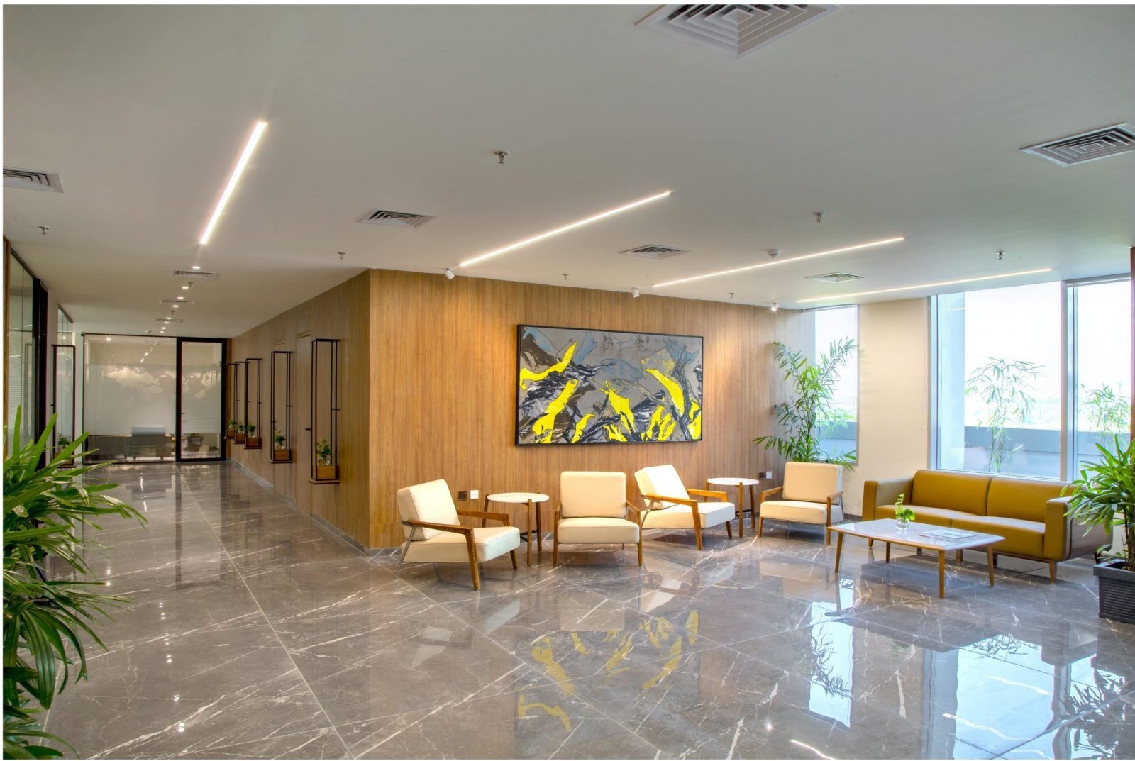 Reception and lounge on an office floor